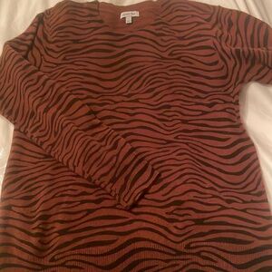 Johnny Was cashmere sweater. Rust/black. Size large.